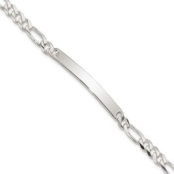 Sterling Silver Figaro Link ID Bracelet