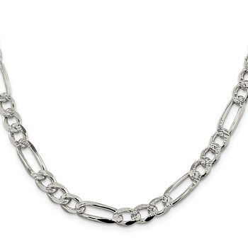 Sterling Silver 7.25mm Pave Flat Figaro Chain — alternate view