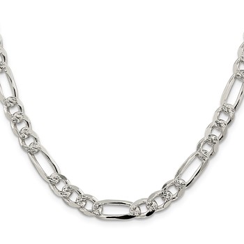 Sterling Silver 8mm Pave Flat Figaro Chain — alternate view