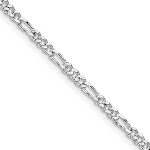 Sterling Silver Rhodium-plated 2.5mm Figaro Chain