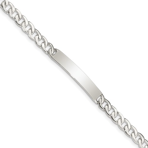 Sterling Silver Small ID Plate, Curb Link Bracelet