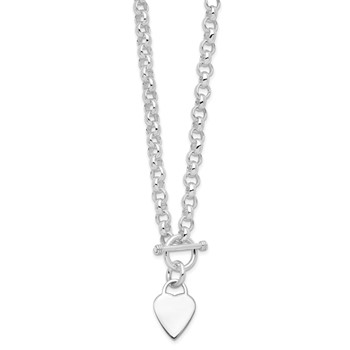 Sterling Silver RH-plated Heart Disc on Toggle Necklace — alternate view