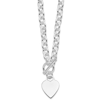 Sterling Silver RH-plated Heart Fancy Link Toggle Necklace — alternate view