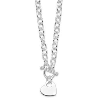 Sterling Silver RH-plated Heart Disc on Toggle Necklace — alternate view