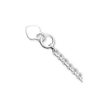 Sterling Silver Engraveable Heart Disc on Fancy Link Toggle Bracelet — alternate view