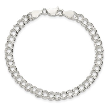 Sterling Silver 5.25mm Solid Double Link Charm Bracelet — alternate view