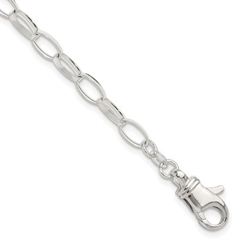 Sterling Silver 9inch Solid Polished Fancy Link Anklet
