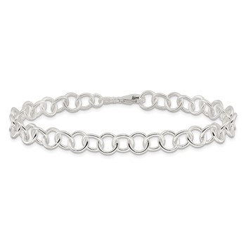 Sterling Silver 10inch Polished Fancy Link Anklet — alternate view