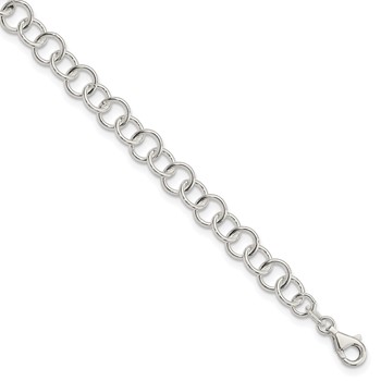 Sterling Silver 10inch Polished Fancy Link Anklet