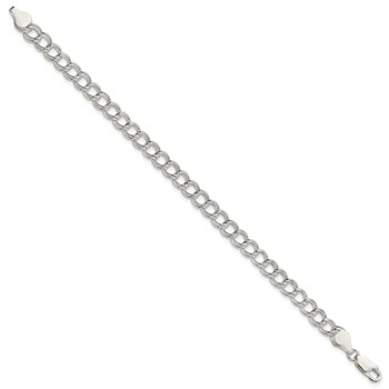 Sterling Silver 6mm Solid Double Link Charm Bracelet — alternate view