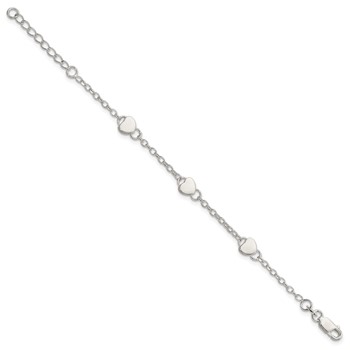 Sterling Silver Heart Childs 6 Inch Plus 1 Inch Ext. Bracelet — alternate view