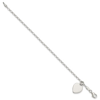 Sterling Silver Engraveable Heart 6 in Childs Bracelet — alternate view