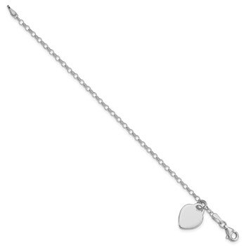 Sterling Silver Rhodium-plated Heart 6 in Childs Bracelet — alternate view