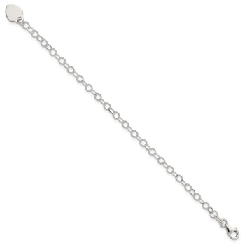 Sterling Silver Engraveable Heart Charm Childs Bracelet — alternate view