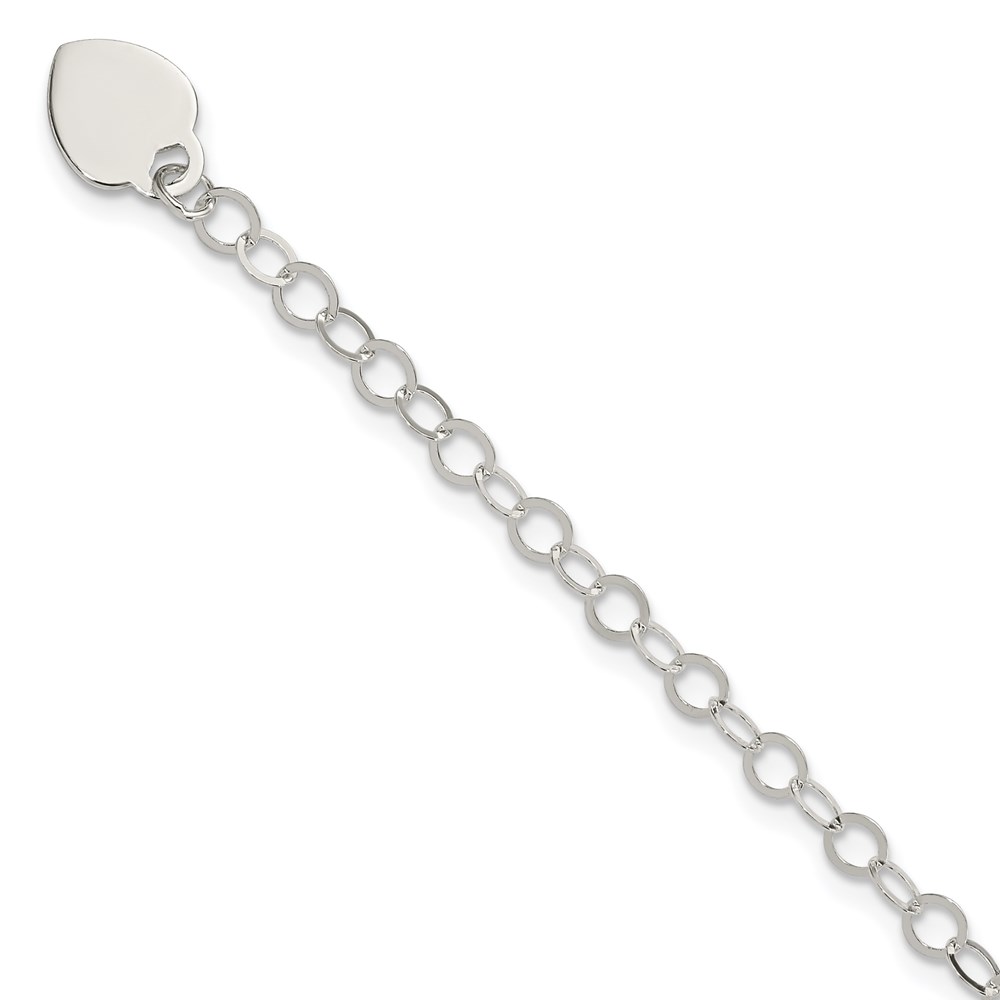 Sterling Silver Engraveable Heart Charm 6 inch Bracelet