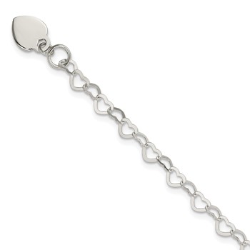 Sterling Silver Heart Link Childs Bracelet