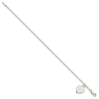 Sterling Silver Engraveable Heart Charm Bracelet — alternate view