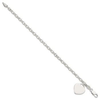 Sterling Silver 1.9mm Engraveable Heart Charm Bracelet — alternate view