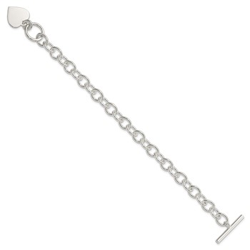 Sterling Silver Engraveable Heart Fancy Link Bracelet — alternate view