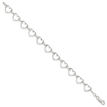 Sterling Silver Heart Link Bracelet — alternate view