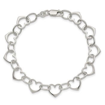 Sterling Silver Heart Link Bracelet — alternate view