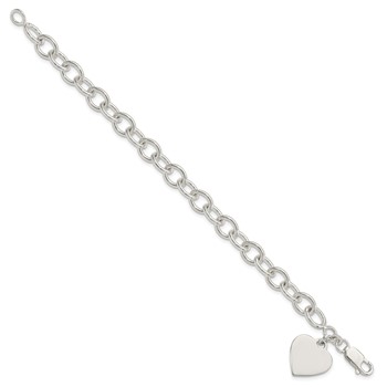 Sterling Silver Engraveable Heart Fancy Link Bracelet — alternate view