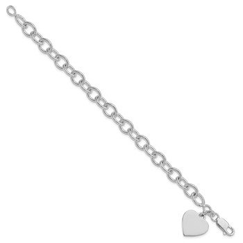 Sterling Silver Rhodium-plated Heart Fancy Link Bracelet — alternate view