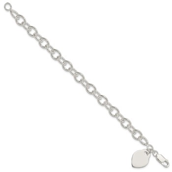 Sterling Silver Polished Engraveable Heart Bracelet — alternate view