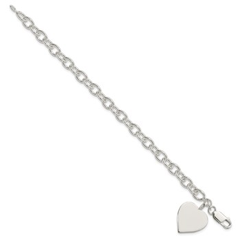 Sterling Silver Engraveable Heart Fancy Link Bracelet — alternate view