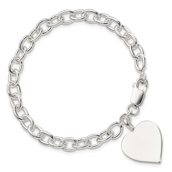 Sterling Silver Engraveable Heart Fancy Link Bracelet — alternate view