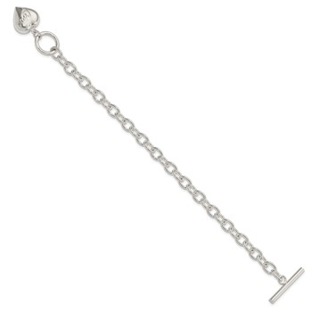 Sterling Silver LOVE Puffed Heart Charm Bracelet — alternate view