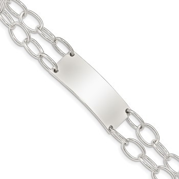 Sterling Silver Double Strand Oval Link ID Bracelet