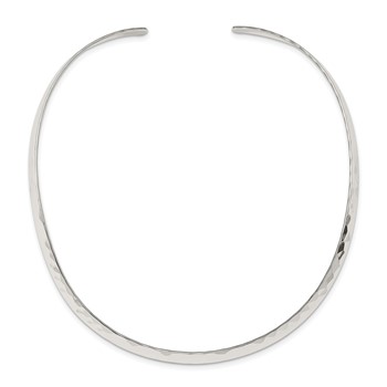 Sterling Silver Polished Hammered 6mm Neck Collar — alternate view