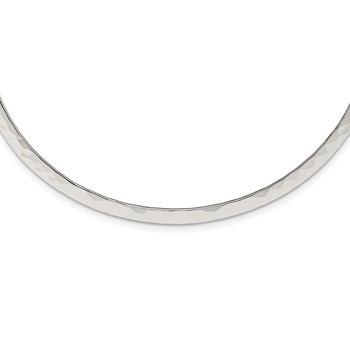 Sterling Silver Polished Hammered 6mm Neck Collar