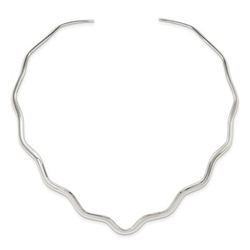 Sterling Silver Wavy V-Shape Neck Collar — alternate view