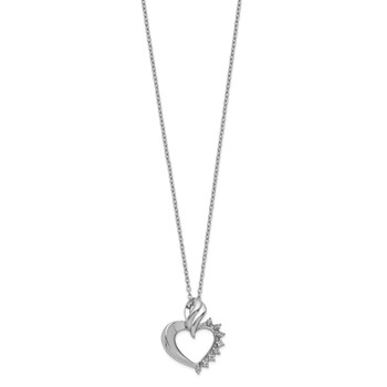 Sterling Silver Rhodium-plated Heart Diamond Necklace — alternate view