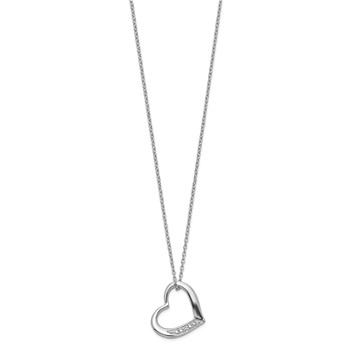 Sterling Silver Rhodium-plated Heart with Diamond Necklace — alternate view