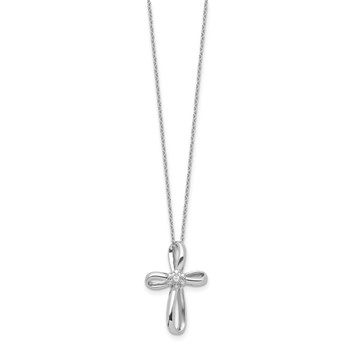 Sterling Silver Rhodium-plated Cross Diamond Necklace — alternate view