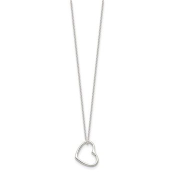 Sterling Silver Heart 14 IN w/2 In EXT Necklace — alternate view