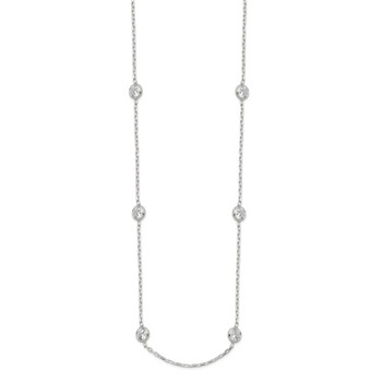 Sterling Silver 16 Inch w/2 in ext. 8-Station CZ Necklace — alternate view