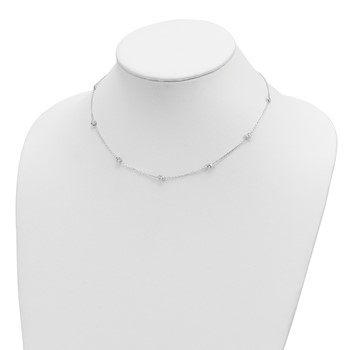 Sterling Silver 18 Inch w/2 in ext. 9-Station CZ Necklace — alternate view