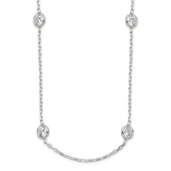 Sterling Silver 18 Inch w/2 in ext. 9-Station CZ Necklace