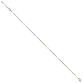 Sterling Silver 2mm Rolo Chain 9 inch Plus 1 inch Extender - Total 10 inch Anklet — alternate view