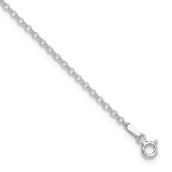 Sterling Silver 2mm Rolo Chain 9 inch Plus 1 inch Extender - Total 10 inch Anklet