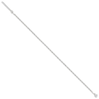 Sterling Silver 1.8mm Singapore Chain 9 inch Plus 1 inch Extender Chain - Total 10 inch Anklet — alternate view