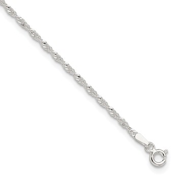 Sterling Silver 1.8mm Singapore Chain 9 inch Plus 1 inch Extender Chain - Total 10 inch Anklet