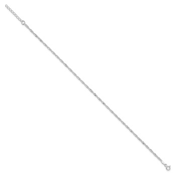 Sterling Silver 2mm Singapore Chain 9 inch Plus 1 inch Extender Chain - Total 10 inch Anklet — alternate view