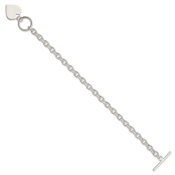 Sterling Silver Engraveable Heart Toggle Bracelet — alternate view