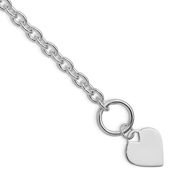 Sterling Silver Rhodium-plated Heart Toggle Bracelet