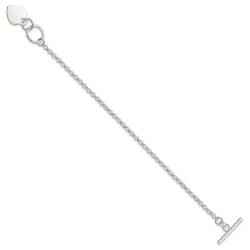 Sterling Silver Fancy Engraveable Heart Bracelet — alternate view